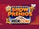 Logotipo do Show de Prêmios Redecon sobre fundo vinho com confetes dourados, balões e o selo de 20 anos