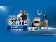 Arte da promoção Super Sorte Dr. Monitora com a chamada "Compre e concorra", dois homens sorrindo e prêmios como fogão, televisão, bicicleta, micro-ondas, aspirador, fone de ouvido e relógio inteligente sobre fundo azul.