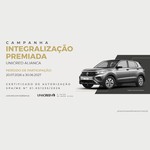 Arte da campanha Integralização Premiada da Unicred Aliança com um Volkswagen T-Cross cinza sobre fundo escuro e o período de participação de 20.07.2026 a 30.06.2027.