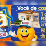 Arte da Promoção Fã Tástica do Supermercados Gricki com mascote sorridente de boné, casa térrea e os prêmios: 1 casa de R$250mil, 14 prêmios de 1 ano de supermercado grátis e 24 vale-compras de R$1mil.