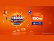 Arte da Promoção É Hora de Ganhar da Farma Conde, com roleta luminosa, balões laranja e azuis e o destaque de R$150 mil em prêmios para compras acima de R$33.