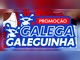 Logotipo da Promoção Galega Galeguinha em azul e branco, com duas motos estilizadas, sobre fundo vermelho