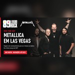 Arte da promoção Rock Tour – Metallica em Las Vegas, da 89 A Rádio Rock, com os quatro integrantes do Metallica posando sobre fundo escuro, logos da rádio e da banda e a chamada para o quiz grátis.