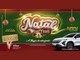 Arte da promoção Natal beMais 2026 com logotipo natalino, vale-compras de R$3.000,00 em uma mão e SUV branco OMODA 5 Luxury HEV 0km, sobre fundo verde e vermelho com bolas de Natal