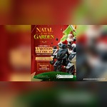 Arte da promoção Natal é no Garden com Papai Noel sobre motos elétricas, o texto Concorra a 3 motos elétricas e a regra de 1 cupom a cada R$100,00 em compras no Garden Shopping Catanduva