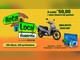 Arte da promoção Rota Local Itabirito, um movimento Stone, com logotipo colorido em formato de placas e toldos, moto Honda Biz cinza, Smart TV, notebook, smartphone e cartão presente, sobre fundo amarelo e laranja.