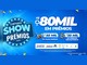 Arte azul da Campanha Show de Prêmios 2026, da AEFW, com a chamada "mais de R$80 mil em prêmios", sendo R$50 mil em vales-compras e R$30 mil em prêmios instantâneos, e o quadro de patrocinadores na parte inferior.
